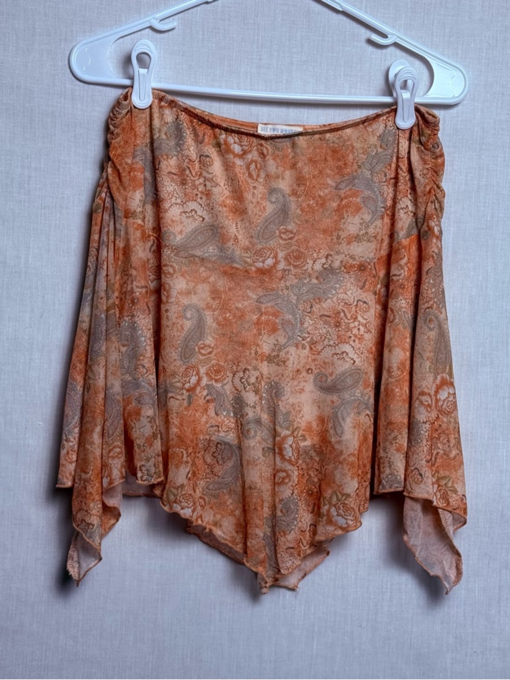 See You Monday  XL Paisley Handkerchief Hem Boho Flowy Festival Skirt